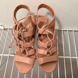 Coach Nude Lace-Up Sandals
